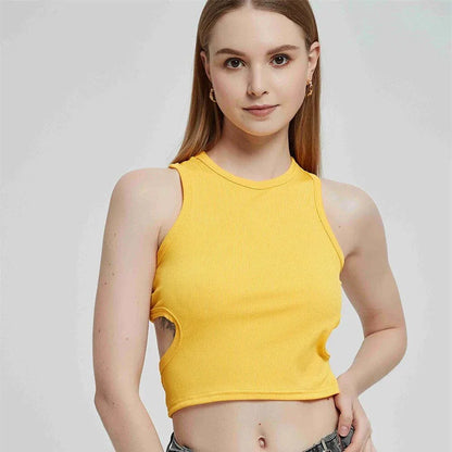 A chic ribbed knit Y2K-inspired tank top in a solid green colour, offering a flattering fit and timeless style.