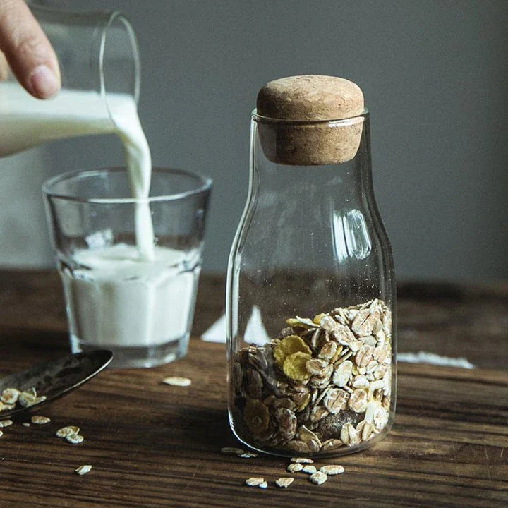 Premium Japanese-style glass jar with cork stopper for elegant and sustainable kitchen storage