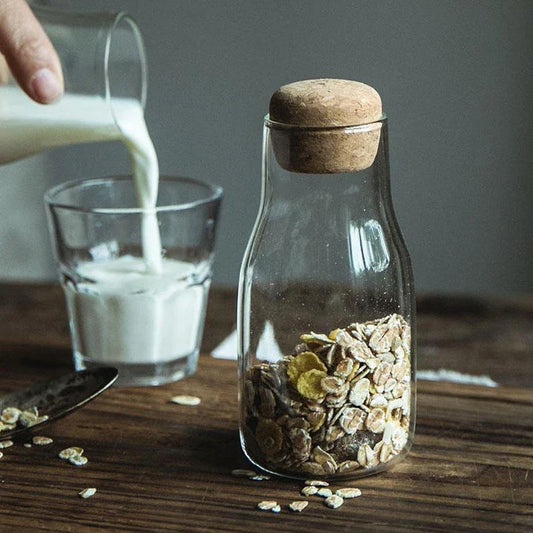 Premium Japanese-style glass jar with cork stopper for elegant and sustainable kitchen storage