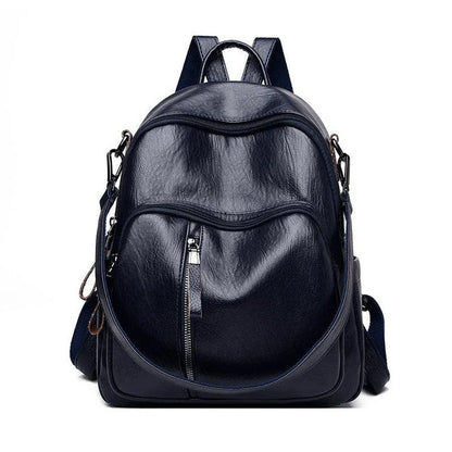 Elegant Korean PU Leather Backpack in a sleek, vertical square design with colour contrast details