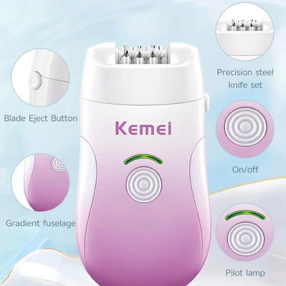 Rechargeable 3-in-1 Hair Removal Epilator and Shaver with 3-in-1 blade design for efficient hair removal, shaving, and exfoliation