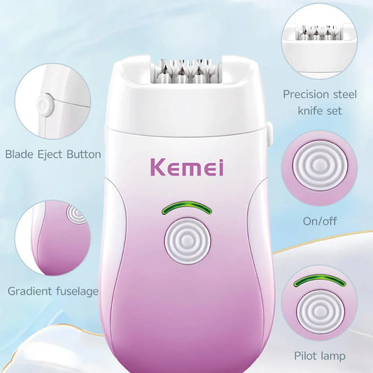Rechargeable 3-in-1 Hair Removal Epilator and Shaver with 3-in-1 blade design for efficient hair removal, shaving, and exfoliation
