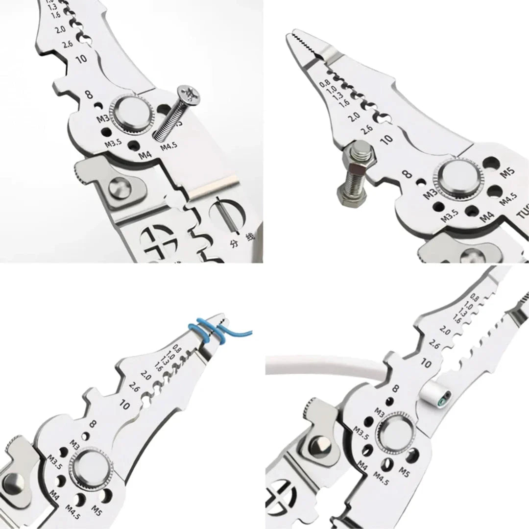 Adjustable Wire Stripper, Crimper and Cable Cutter Pliers made of high-carbon steel for durable and precise electrical wiring tasks
