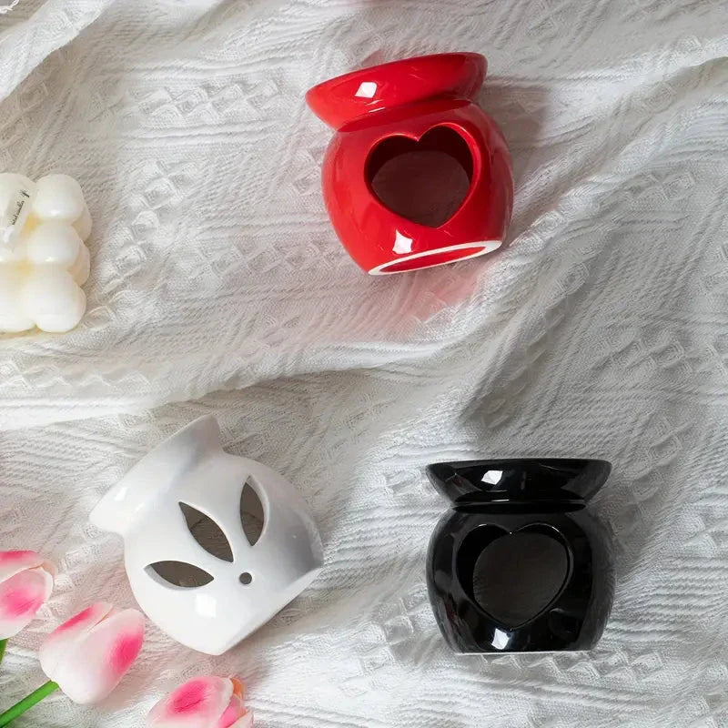 Elegant Nordic-style porcelain essential oil diffuser in red, white, and black colours
