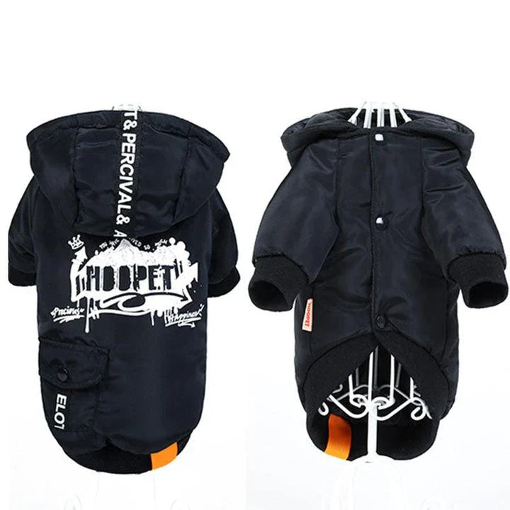 Stylish and cosy hooded jacket for pets, made from high-quality polyester with an adjustable design for maximum comfort and protection.
