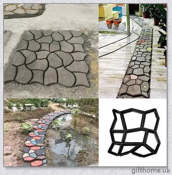 Durable, reusable DIY paving mould for creating custom garden paths, patios, and walkways in a variety of patterns