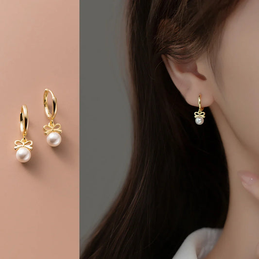Elegant silver earrings with a Japanese and Korean-inspired butterfly design, made from premium S925 sterling silver