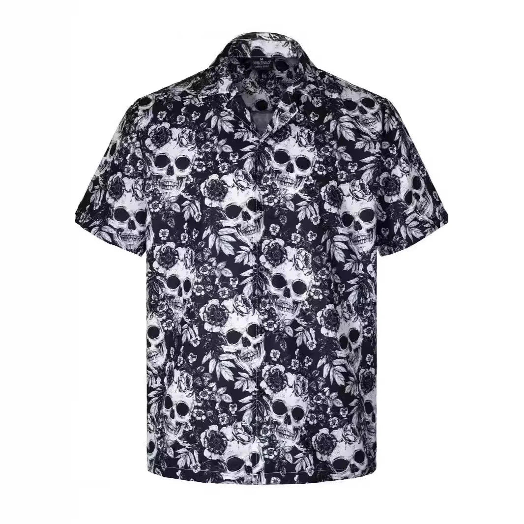Vibrant 3D print short sleeve Hawaiian shirt in tropical floral design for men