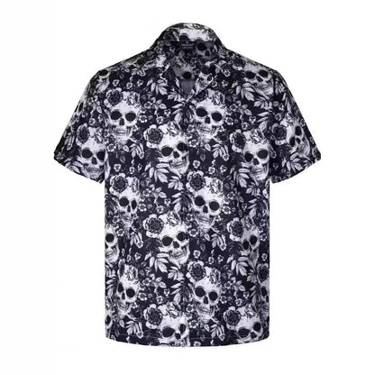 Vibrant 3D print short sleeve Hawaiian shirt in tropical floral design for men
