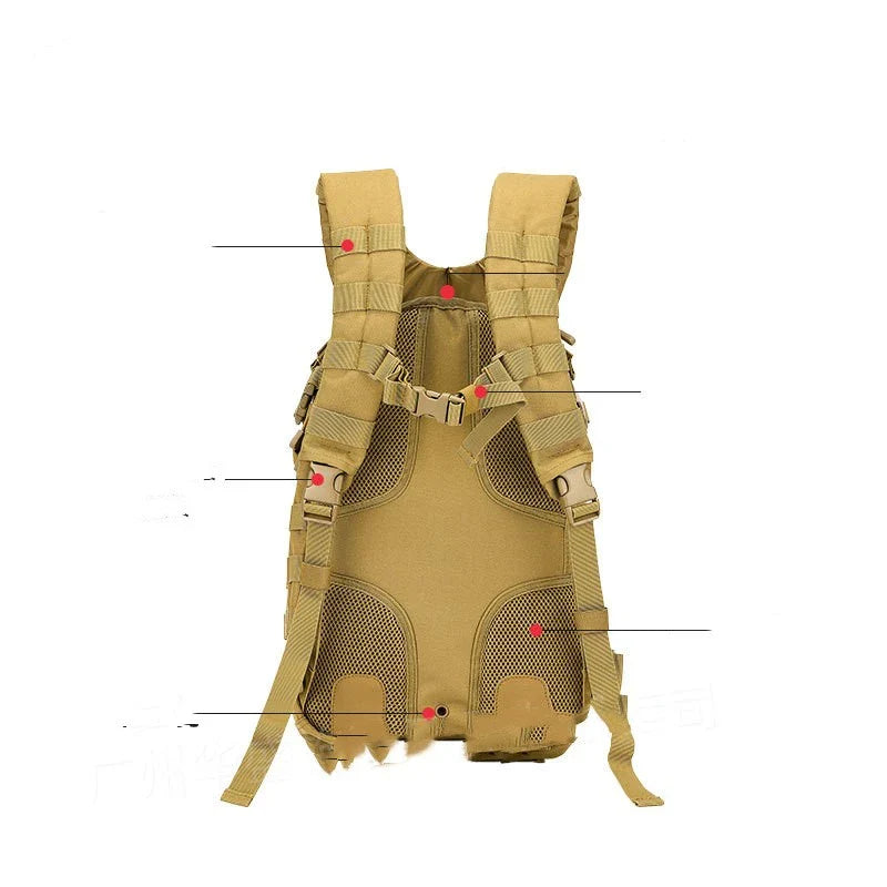 Rugged Outdoor Army Assault Backpack with 25-litre capacity, durable Oxford cloth construction, and padded shoulder straps for comfortable wear.