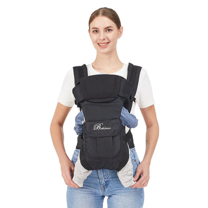 Premium baby carrier backpack with four carrying positions, adjustable straps, and ergonomic support for hands-free parenting