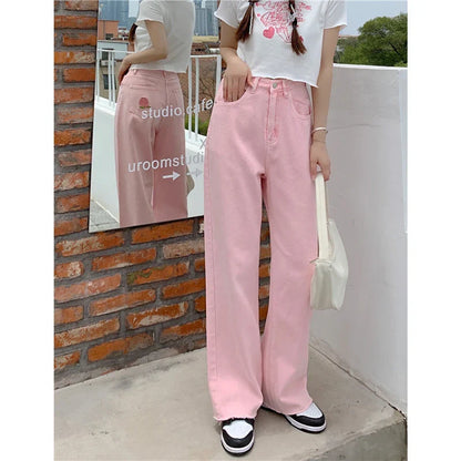 Premium cotton denim high-waist wide-leg trousers in a flattering, figure-hugging silhouette