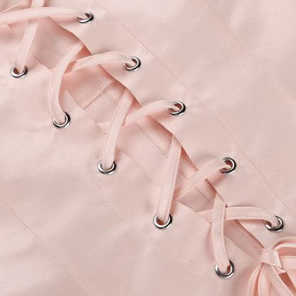 Stylish bow-accented waist back fashion in pink, made with premium polyester for a comfortable and flattering fit.