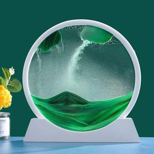 Captivating retro sandscape hourglass with mesmerising deep sea moving sand art