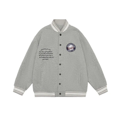 American Retro Embroidered Baseball Jacket with Vintage-Inspired Design and Relaxed Fit