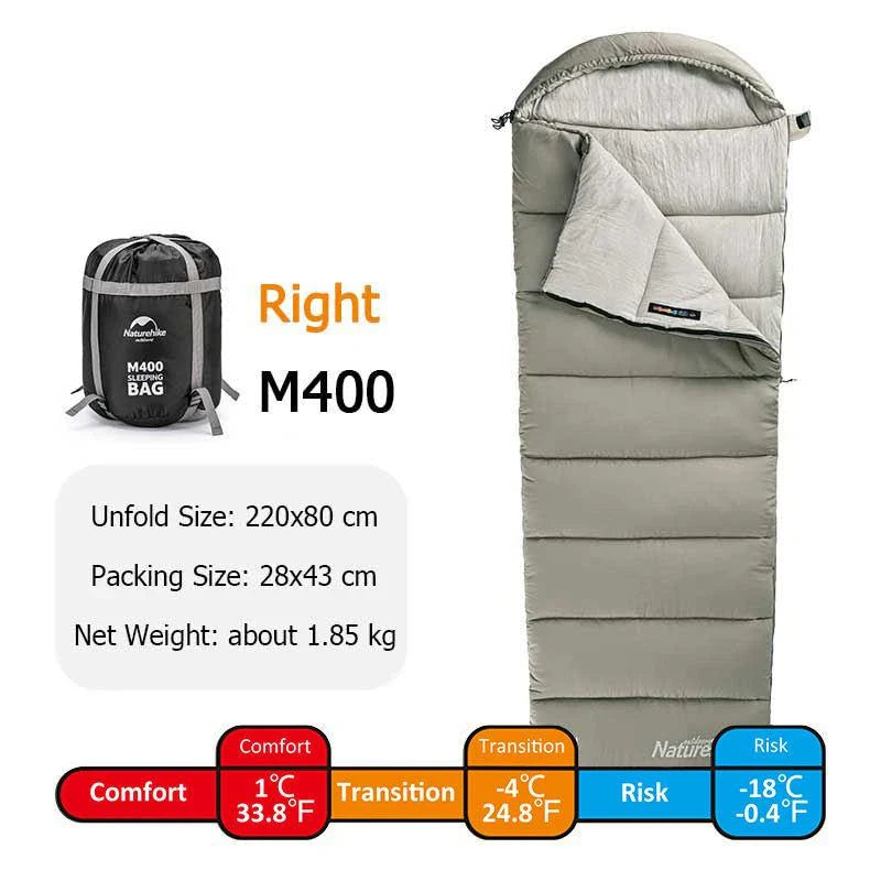 Premium lightweight double camping sleeping bag with cotton filling and terylene fabric, suitable for spring and autumn camping trips in the UK.