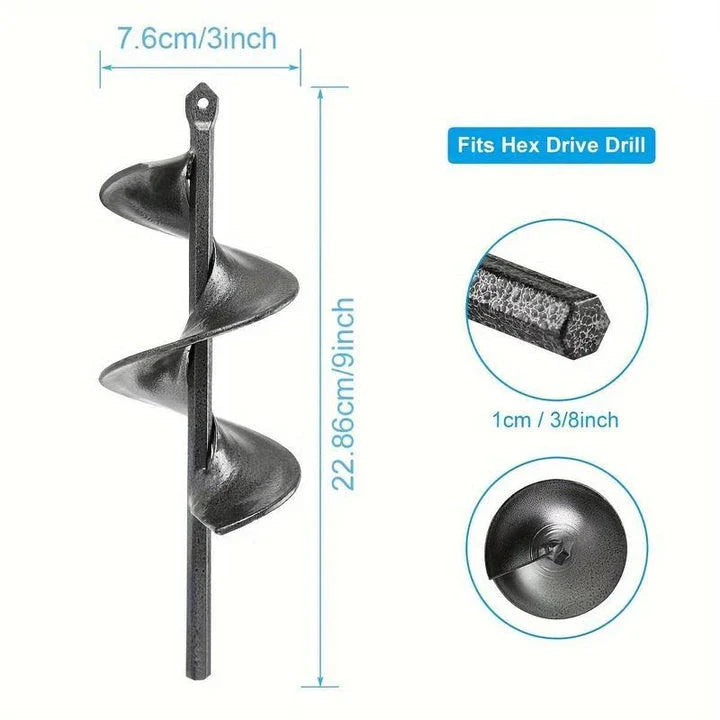 Premium heavy-duty garden soil auger drill bit made of alloy steel for effortless planting and digging in UK gardens