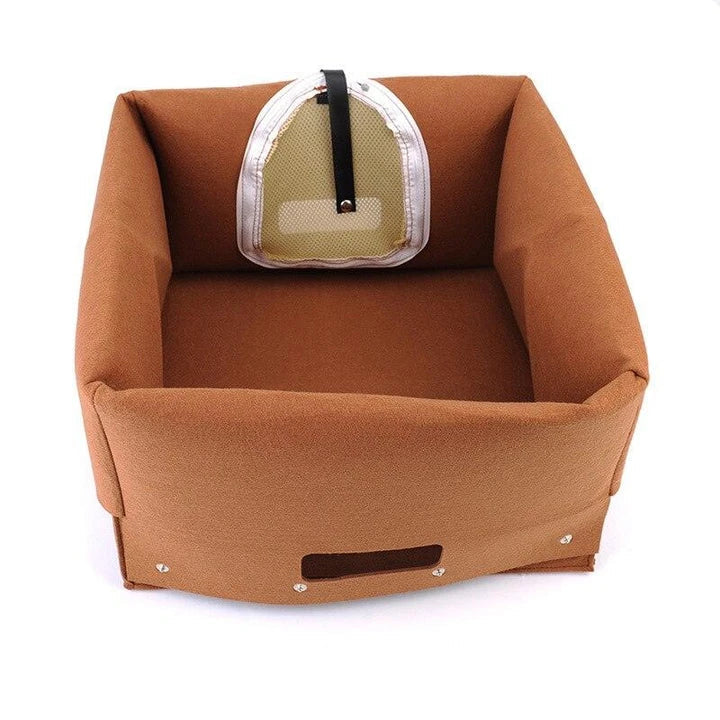 Cosy foldable cat bed with plush interior and stylish brown colour for year-round comfort and luxury