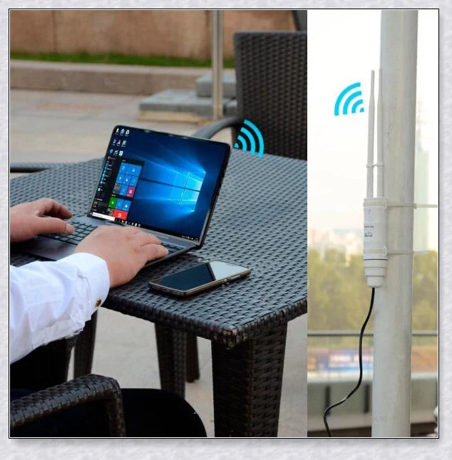 Rugged outdoor Wi-Fi extender with weatherproof housing and omnidirectional antennas for reliable wireless connectivity