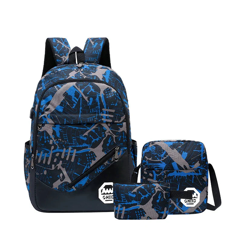Premium nylon backpack with floral design, versatile 3-in-1 schoolbag for everyday use in the UK