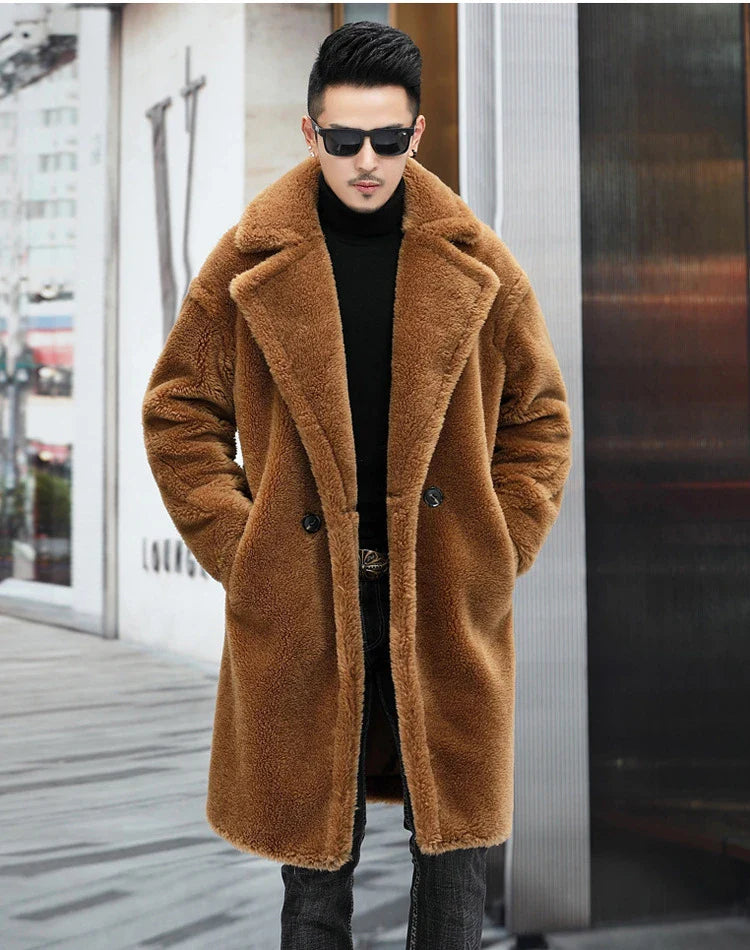 Premium British cashmere fur coat with tailored silhouette and stylish fur trim for exceptional winter warmth and elegance