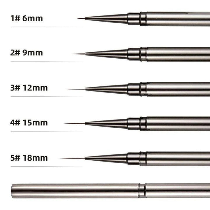 Premium metal nail art brushes in various sizes for intricate designs and patterns