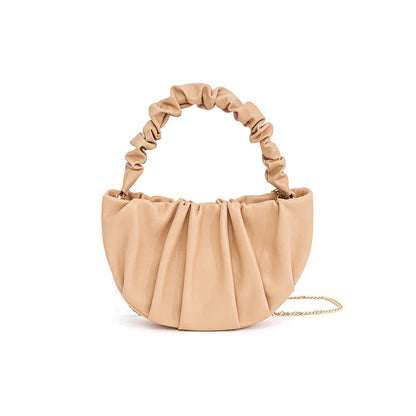 Luxurious sheepskin pleated crossbody bag in various colours, featuring a chic and contemporary design perfect for any occasion.