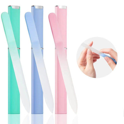 Premium British glass nail file with protective case for healthier, smoother nails