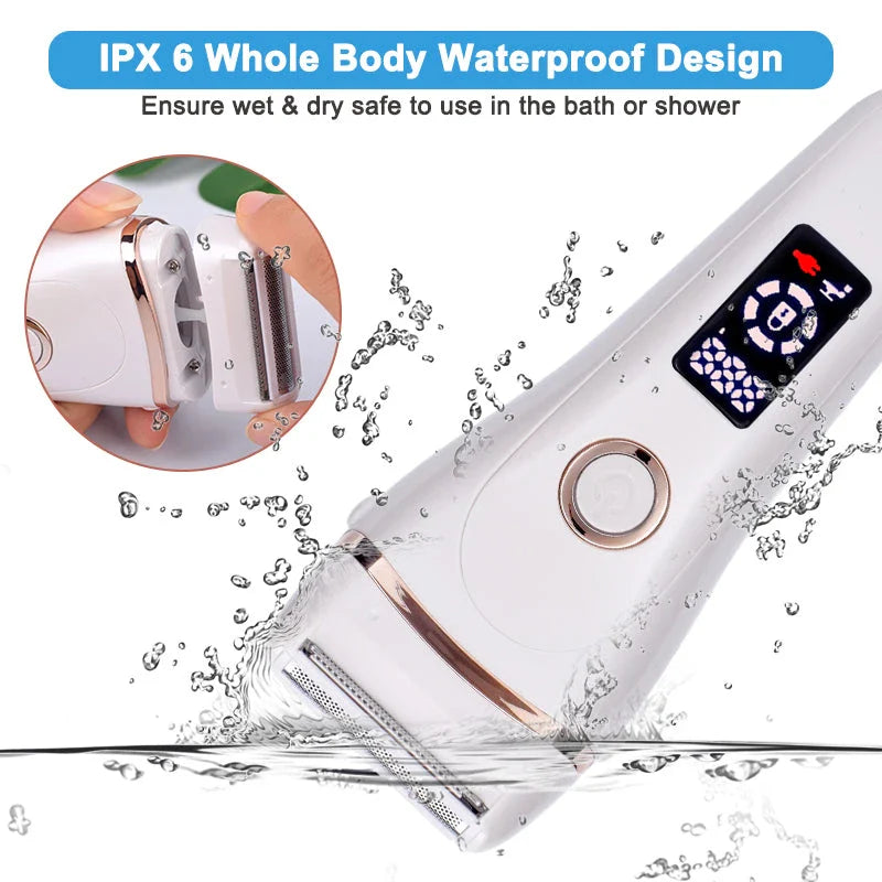 Precision Electric Lady Shaver with hypoallergenic stainless steel blades and floating foil technology for effortless, irritation-free hair removal