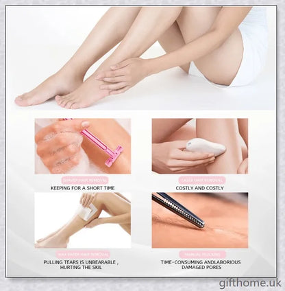 100% Natural Hair Removal Spray that gently dissolves unwanted body hair, leaving skin soft and smooth