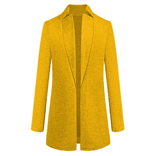 Premium British woollen coat with stand collar, featuring a sleek, slim-fit silhouette and subtle stitching details