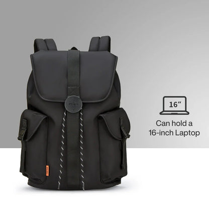 A stylish and versatile 16-inch laptop backpack with a padded compartment, water-repellent fabric, and breathable mesh design
