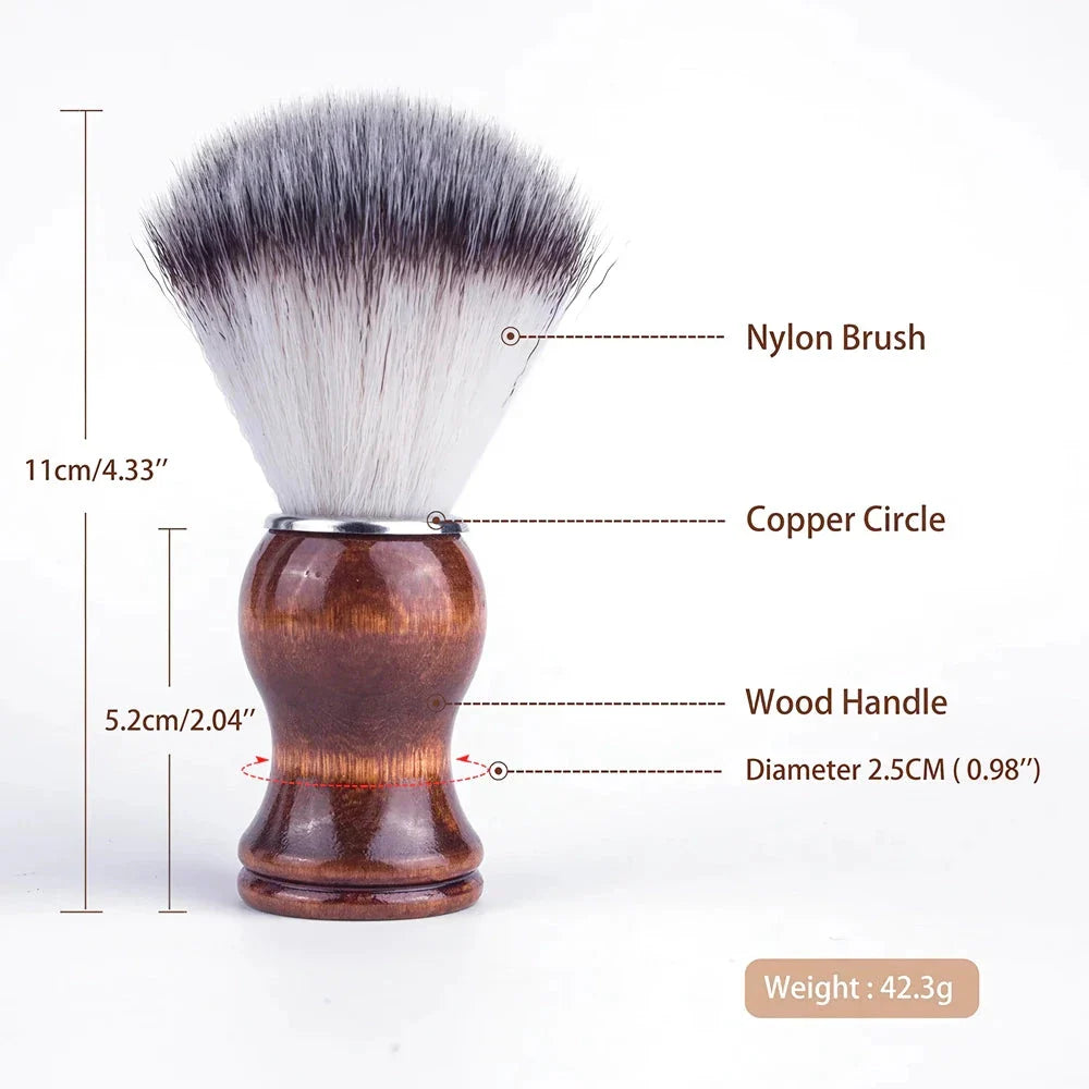 High Quality Men's Wooden Handle Shaving Brush with Premium Badger Hair Bristles for a Luxurious Shaving Experience
