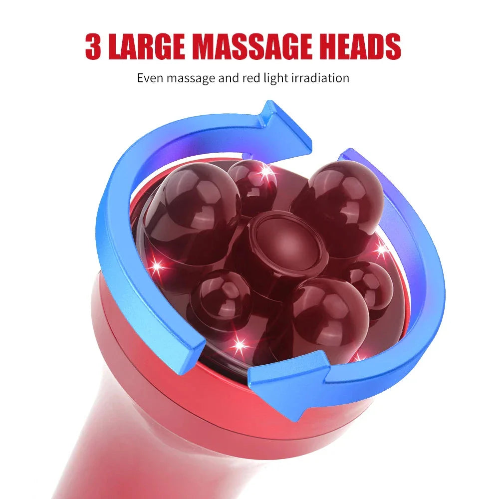 Handheld abdominal massager with multi-frequency vibration and red light therapy for relaxation and fat burning