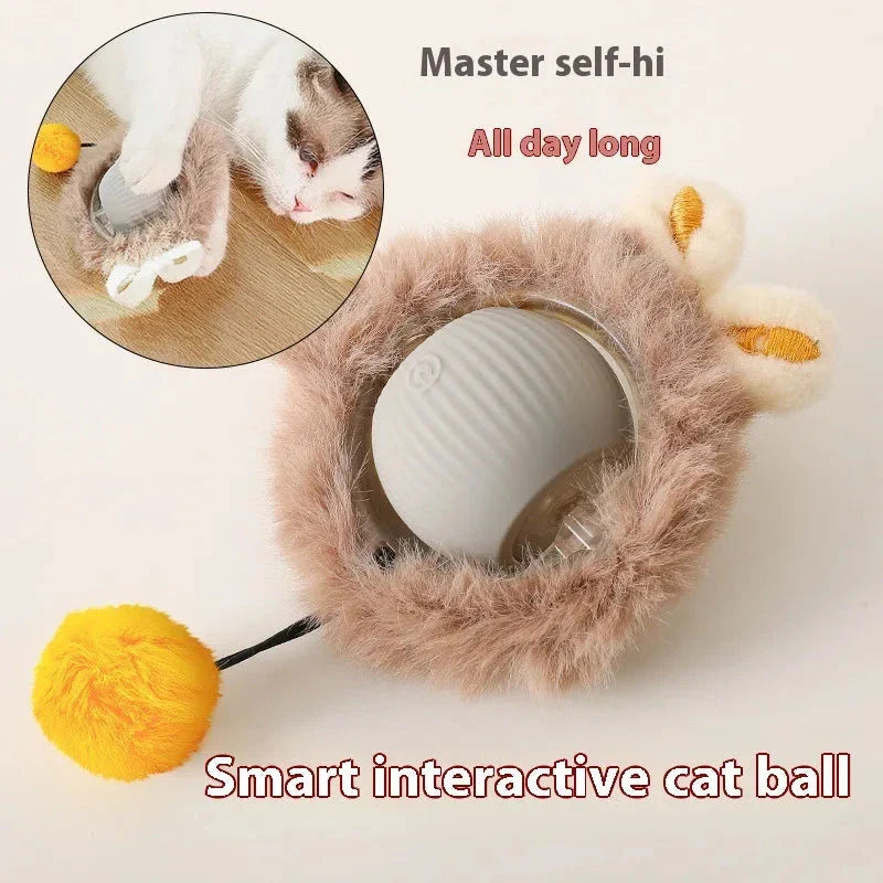 An interactive cat toy with a rechargeable rolling ball and a soft, snake-like tail, designed to keep your feline friend entertained and active.