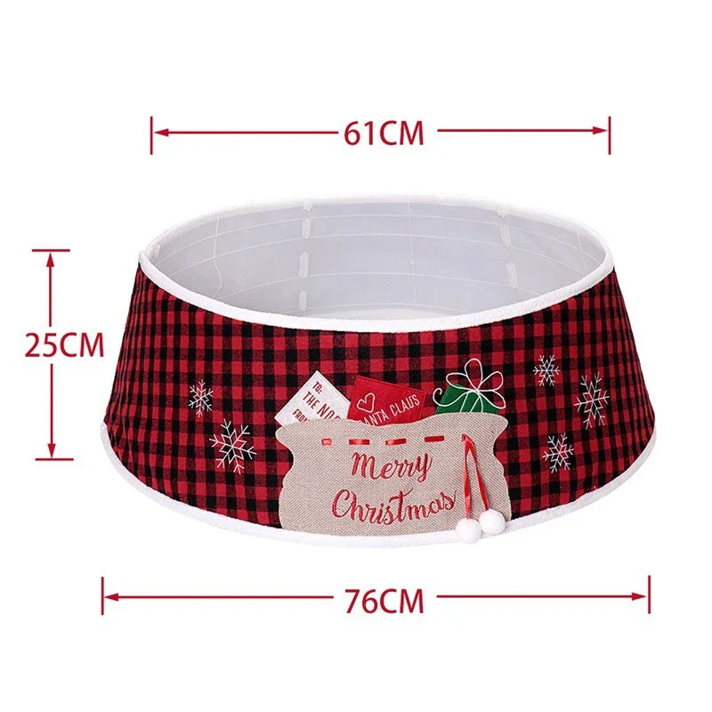 Premium 48-inch black and red plaid cloth tree skirt for festive Christmas decor