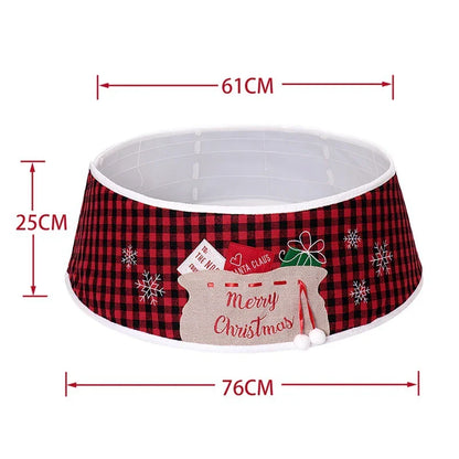 Premium 48-inch black and red plaid cloth tree skirt for festive Christmas decor