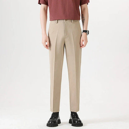 Men's sophisticated stretch trousers with tailored pencil fit, available in a range of classic colours