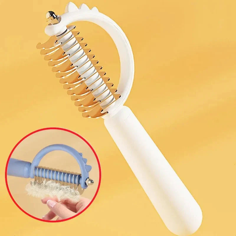 Premium double-sided stainless steel dog grooming comb with fine and coarse teeth for effortless knot removal and coat care
