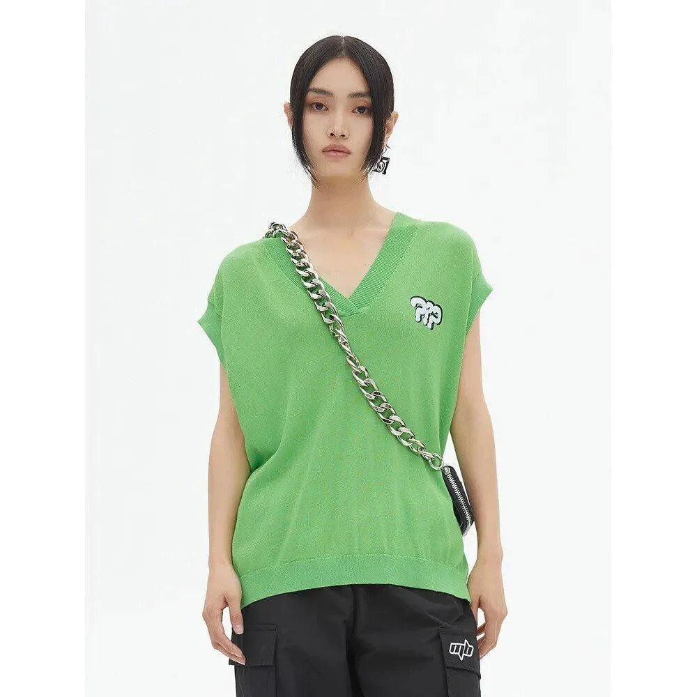 Elegant V-Neck Knit Vest for Stylish British Women - A premium knit vest with a classic design, tailored to flatter the middle-aged woman's figure.