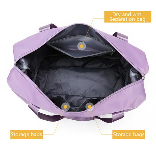 Large capacity travel bag with multiple pockets for fitness, gym, and outdoor activities