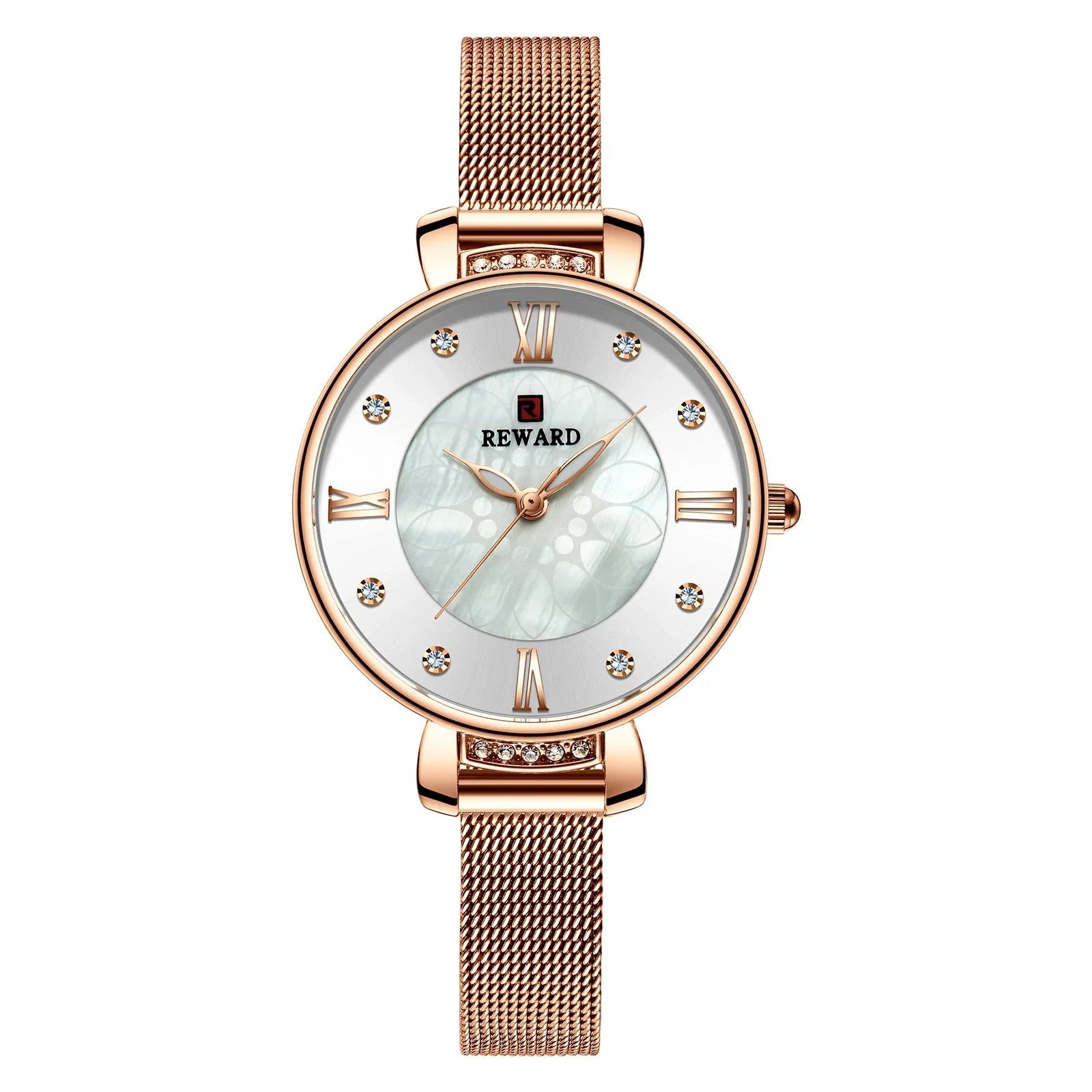 Elegant shell-inspired dial and Milanese mesh strap ladies watch from Trendha