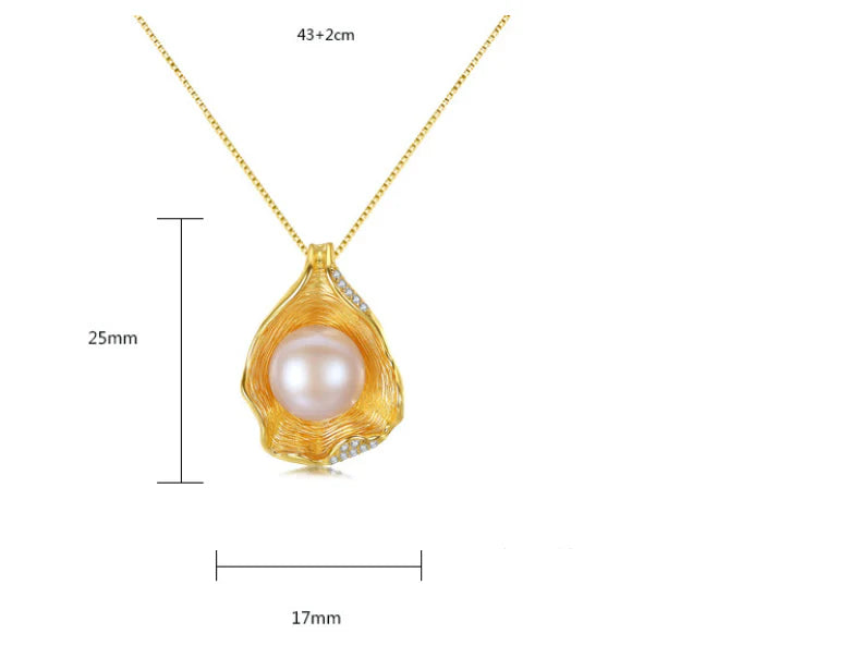 Elegant pearl pendant necklace with sterling silver setting, featuring a modern geometric design