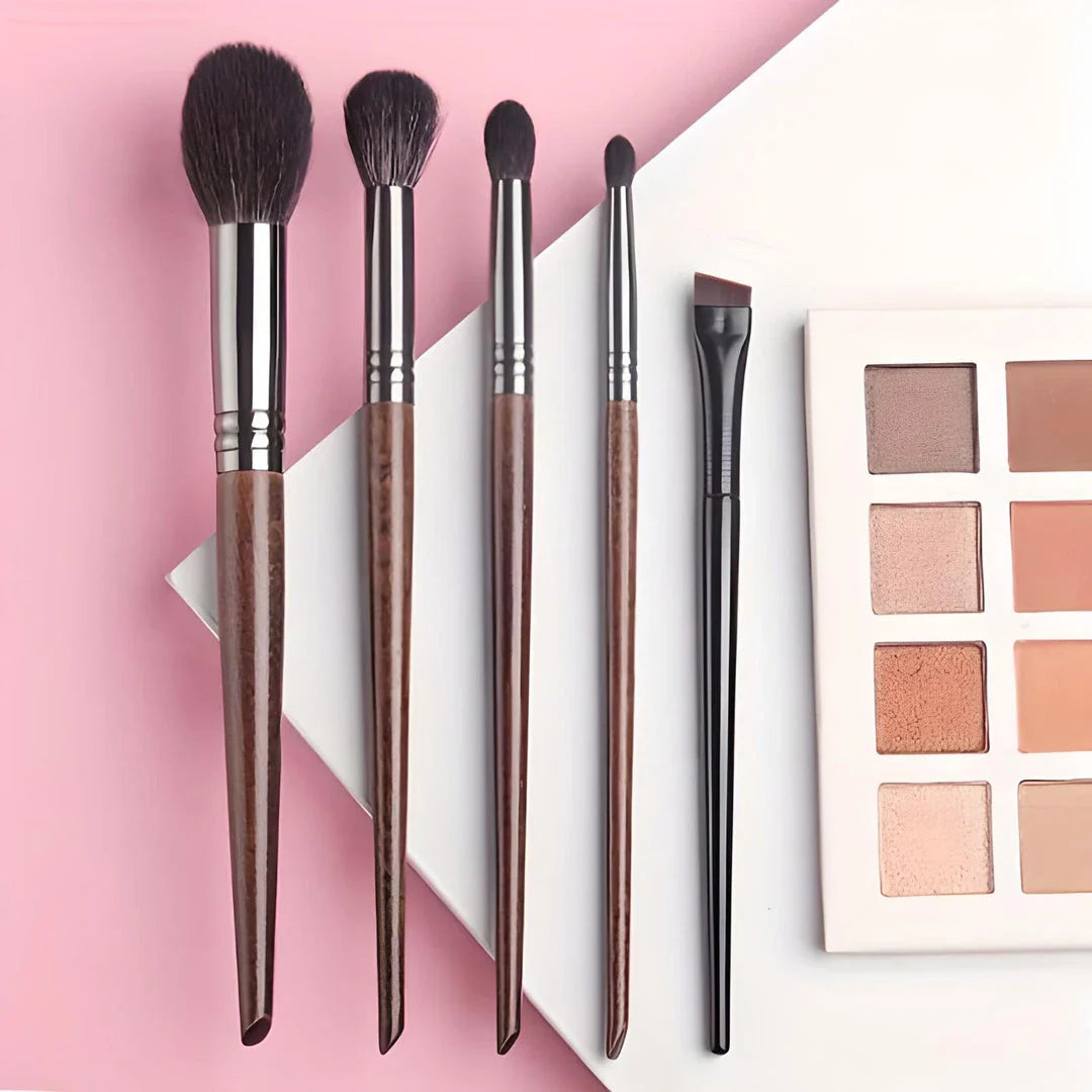 Premium 5-Piece Goat Hair Makeup Brush Set for Flawless Makeup Application