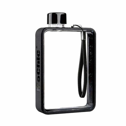 A premium, flat-shaped water bottle with a carry bag, available in multiple colours for eco-friendly hydration on the go.