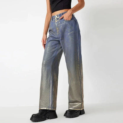 Trendha Colourblock Casual Denim Trousers for Women - Stylish British streetwear with premium fabric and unique design