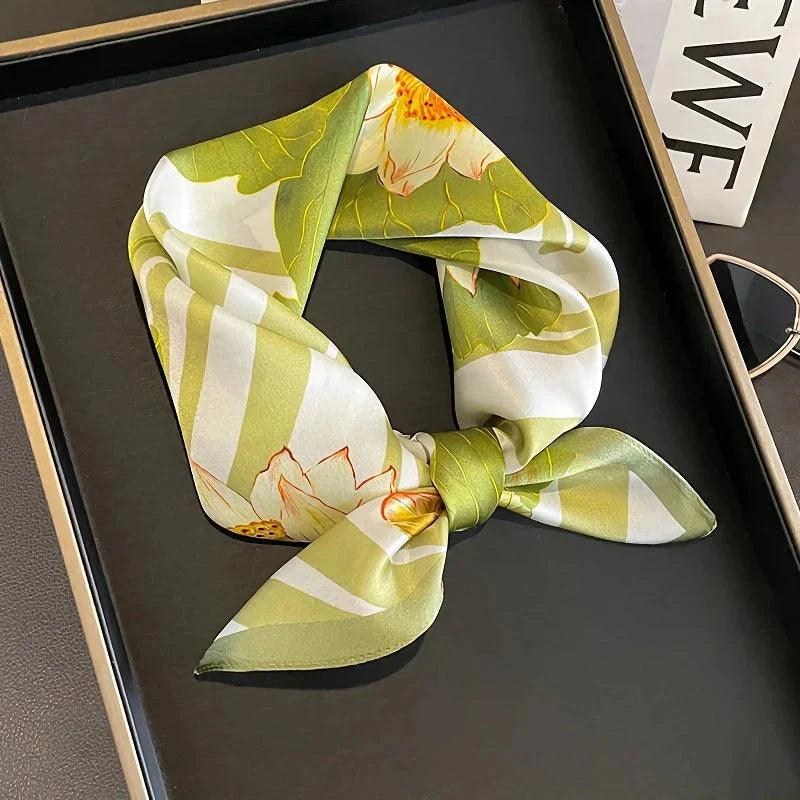 Luxury pure silk square scarf with fashion-forward print, perfect for enhancing any outfit