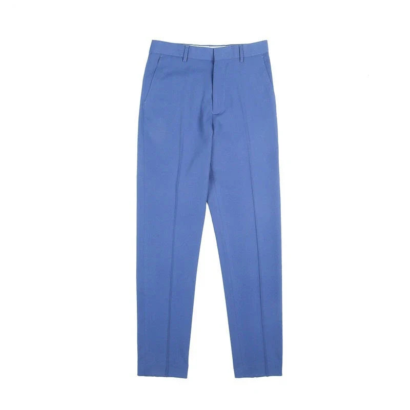 Premium men's suit trousers in a variety of colours, featuring a subtle textured drape and exceptional stretch for all-day comfort and style.