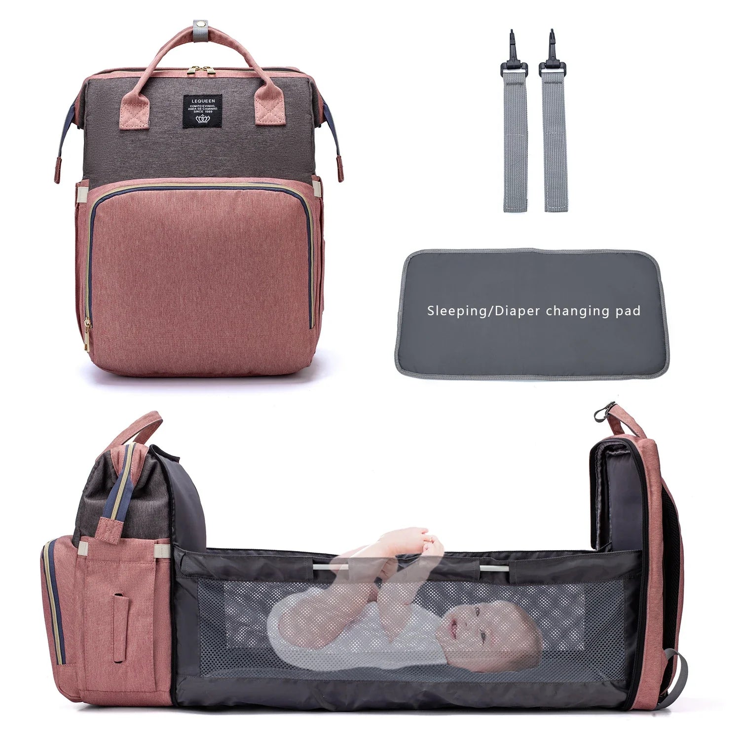 Premium Oxford cloth Mother and Baby Backpack with spacious storage, organisation pouches, and comfortable padded straps for hands-free carrying