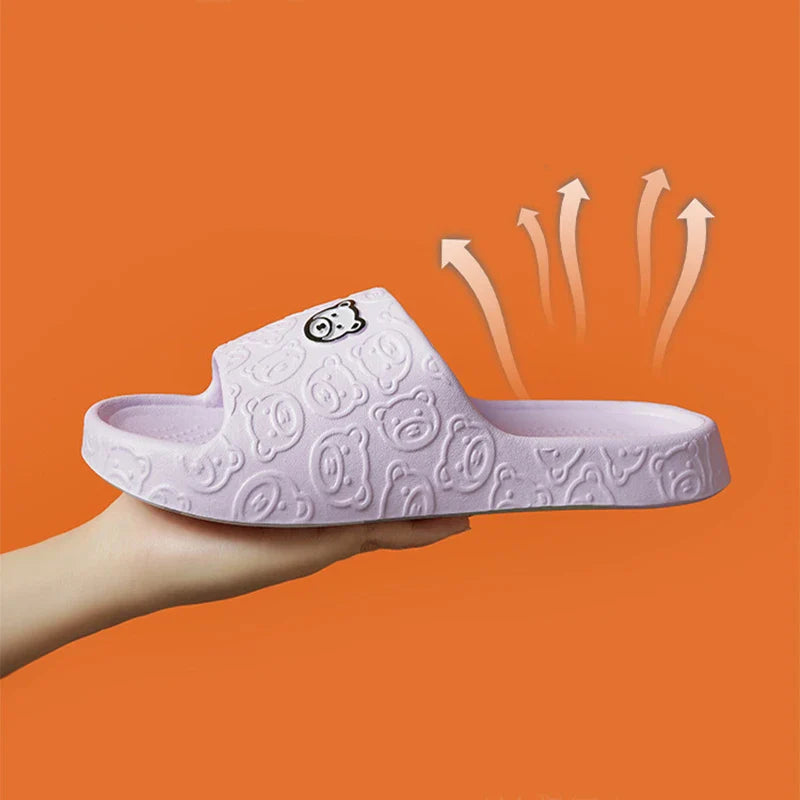 Soft, cosy bear-themed slippers with non-slip soles for comfortable indoor wear